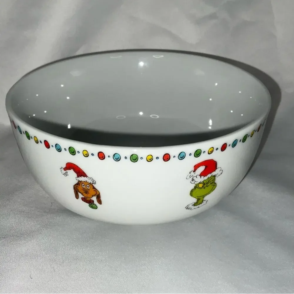 NEW ZRIKE DR SEUSS GRINCH WHO STOLE CHRISTMAS MAX WHITE CEREAL BOWL